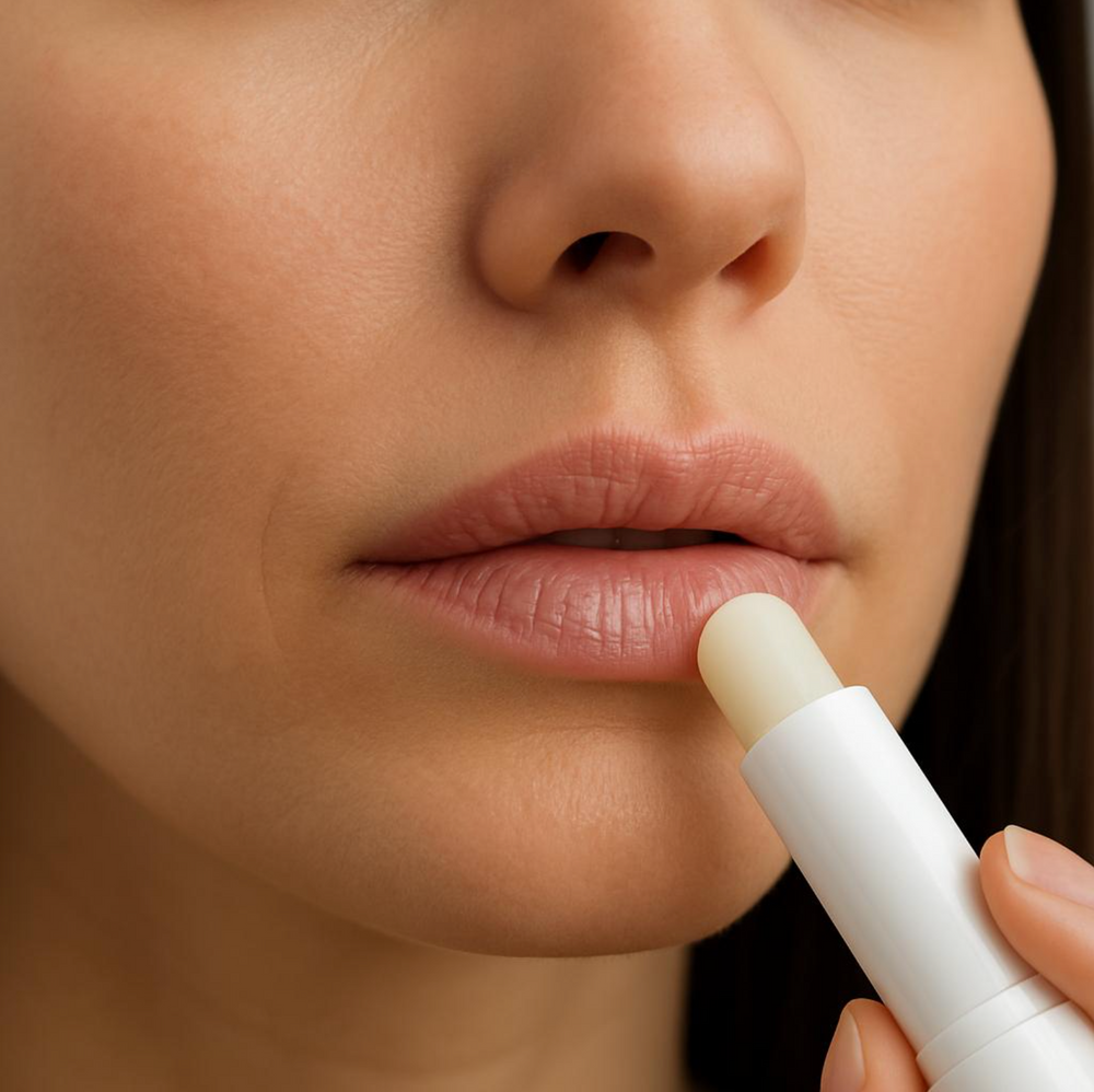 Die Maske wird auf die Lippen aufgetragen